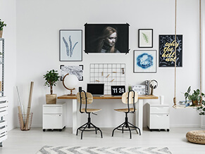 Crisp white Scandi study room project
